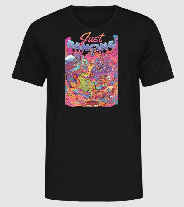Just Dancing Fulgi de cereale model negru pe tricou
