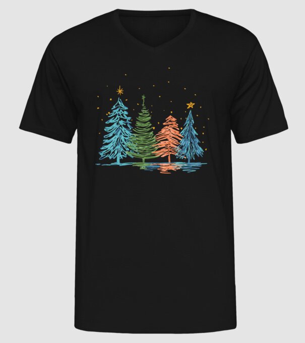 Pom de Crăciun desen model negru pe tricou