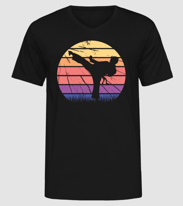 Karate Retro model negru pe tricou