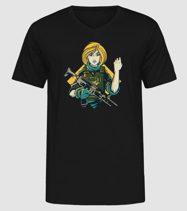 Fată Soldat model negru pe tricou
