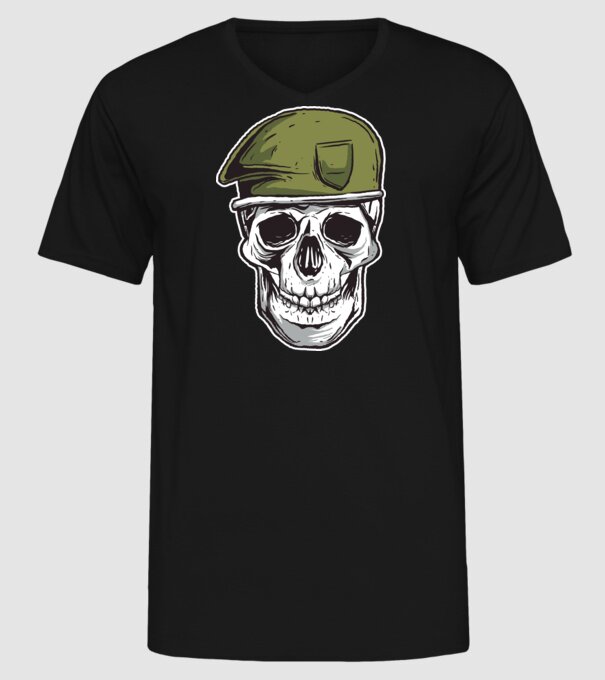 Craniu Soldat model negru pe tricou