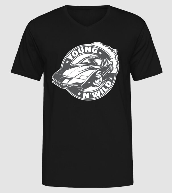 Knight Rider - Young and wild model negru pe tricou