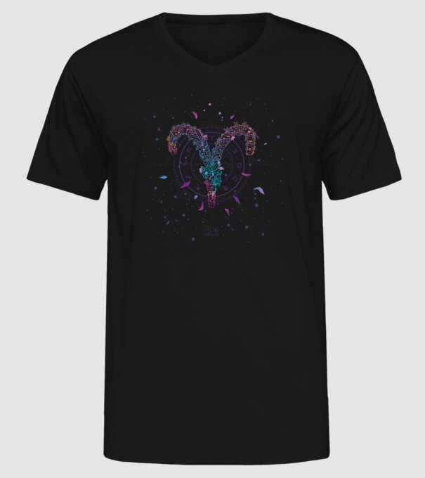 Aries Zodiac model negru pe tricou