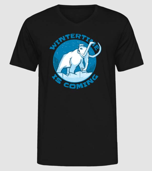 Vine Iarna Mamut model negru pe tricou