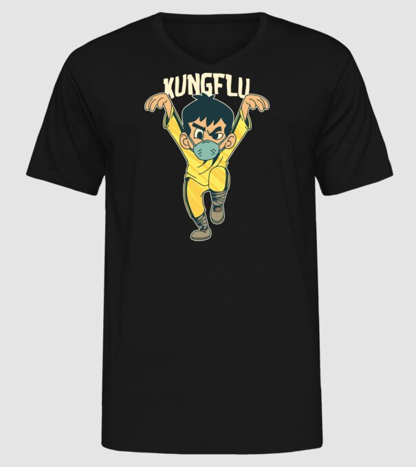 Kung Flu Coronavirus Karate model negru pe tricou