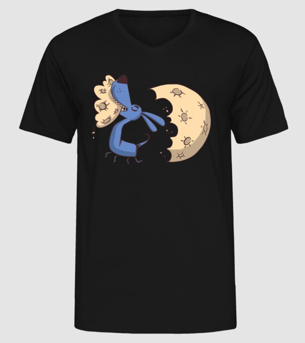 Câine Luna Mușcătură model negru pe tricou