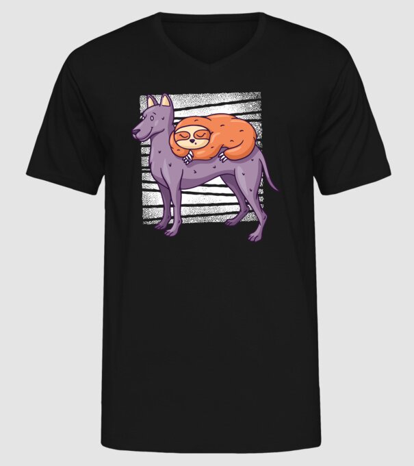 Leneș pe câine model negru pe tricou