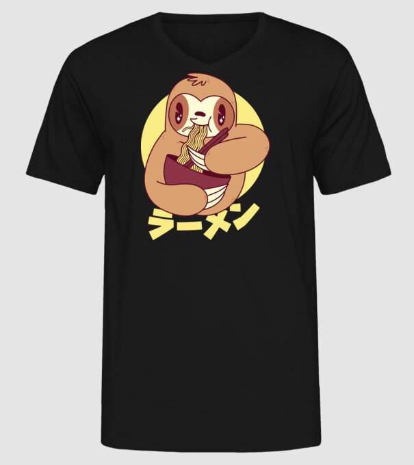 Ramen Leneș model negru pe tricou