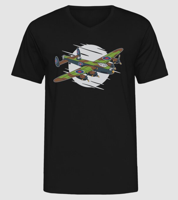 Avion bombardier Lancaster model negru pe tricou