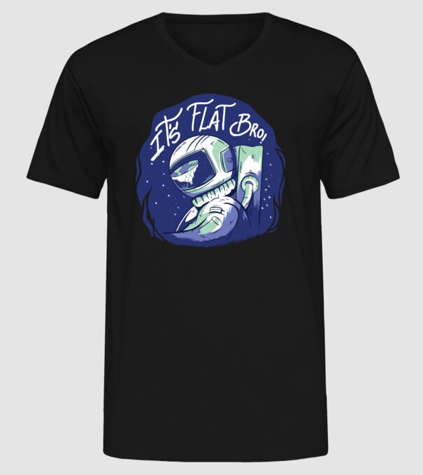 Astronaut Pământ plat model negru pe tricou