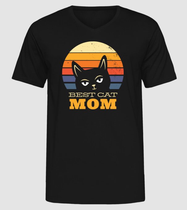 Cea mai bună mamă pisică model negru pe tricou