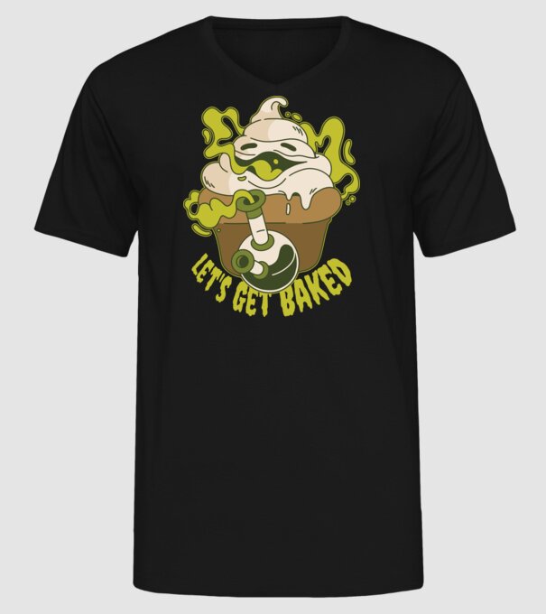 'Let''s Get Baked' model negru pe tricou