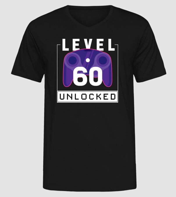 Level 60 Unlocked Gamer Birthday model negru pe tricou
