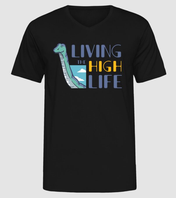 Living the High Life Dinosaur model negru pe tricou