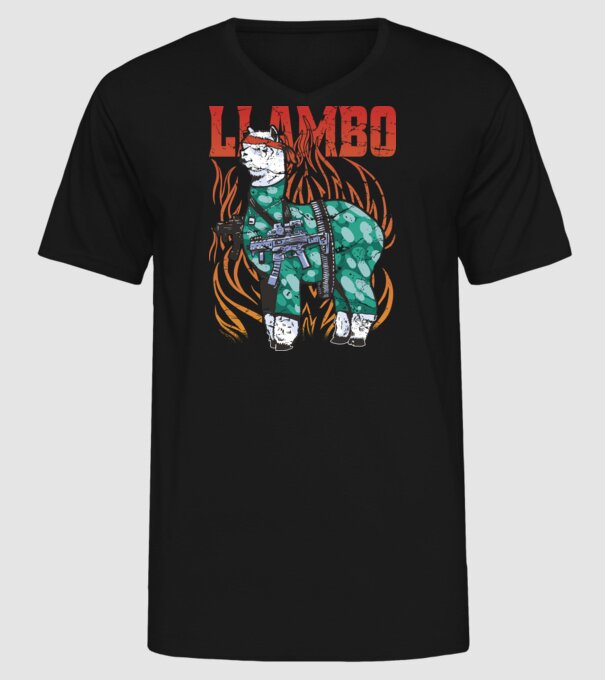 Llambo Lama model negru pe tricou