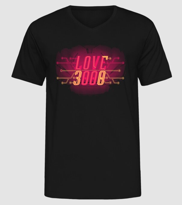 Love 3000 model negru pe tricou