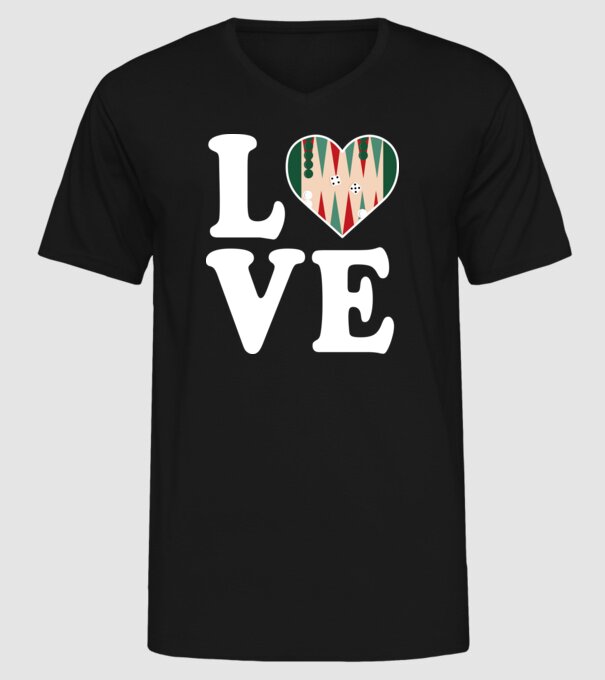 Love Backgammon model negru pe tricou