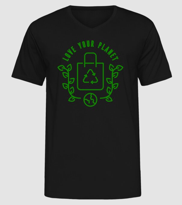 Love Your Planet - Ziua Pământului model negru pe tricou