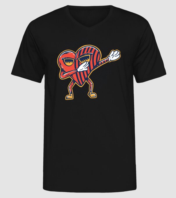 Inimă DAB cărți de joc maghiare model negru pe tricou