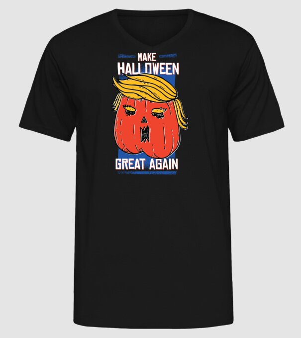 Make Halloween Great Again Trump model negru pe tricou