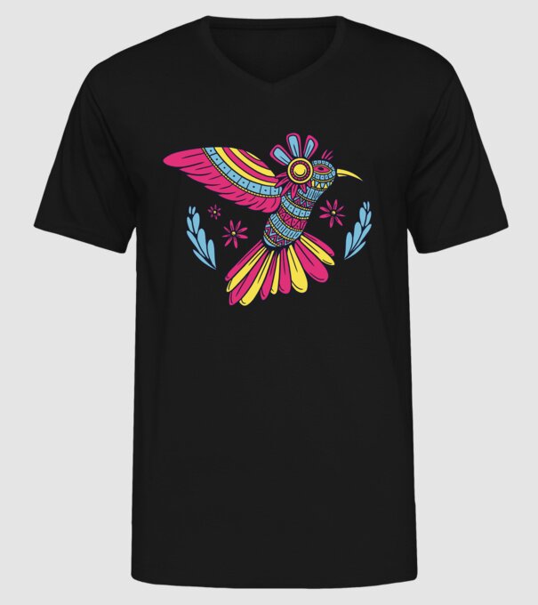 Mandala Colibri model negru pe tricou