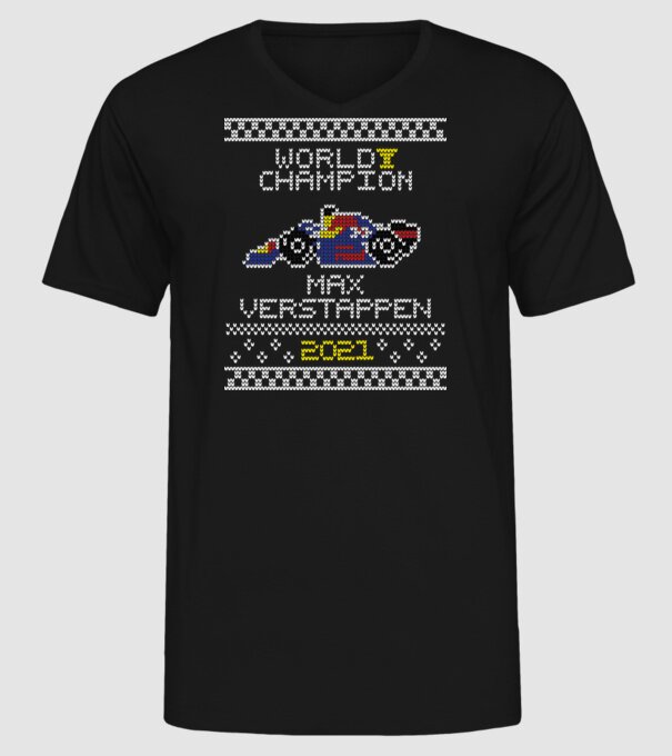 Max Verstappen campion mondial Formula 1 model negru pe tricou