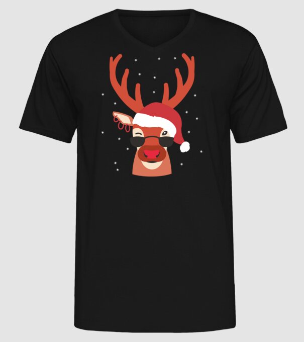 Ren cool de Crăciun model negru pe tricou