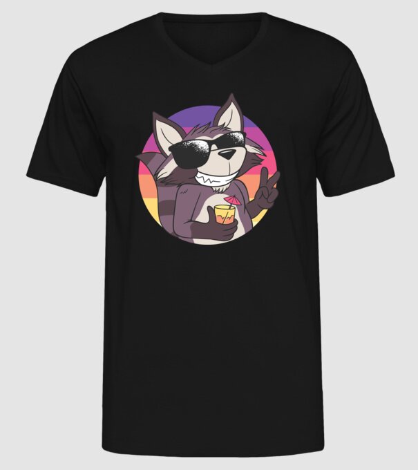 Raton cool model negru pe tricou