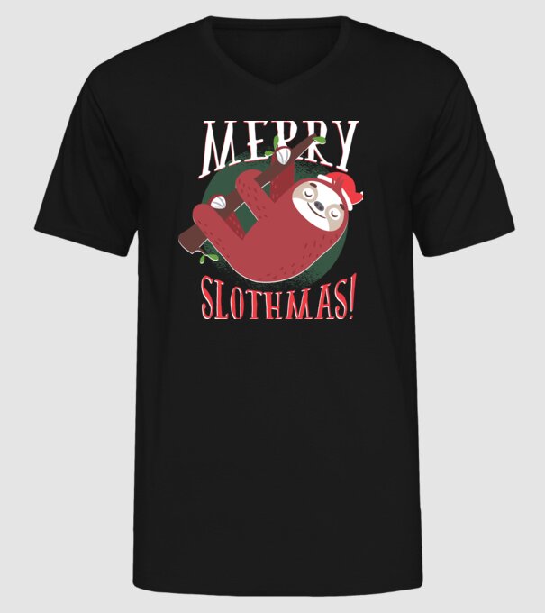 Merry Slothmas Crăciun cu Leneș model negru pe tricou