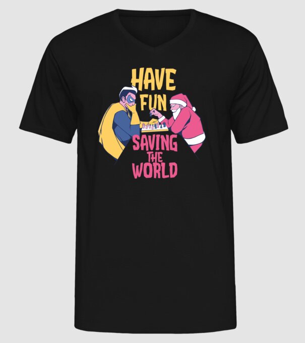 Moș Crăciun și șah super-erou - tricou de Crăciun amuzant model negru pe tricou