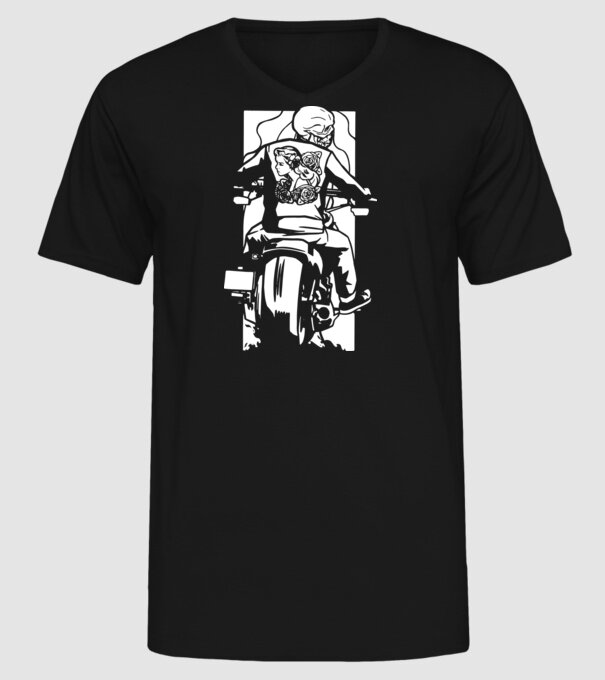 Craniu Motociclist model negru pe tricou