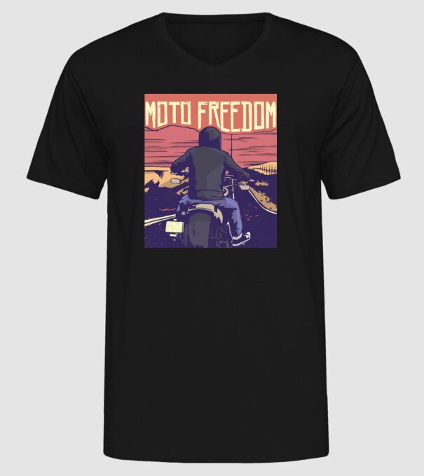 Libertate Motociclist model negru pe tricou