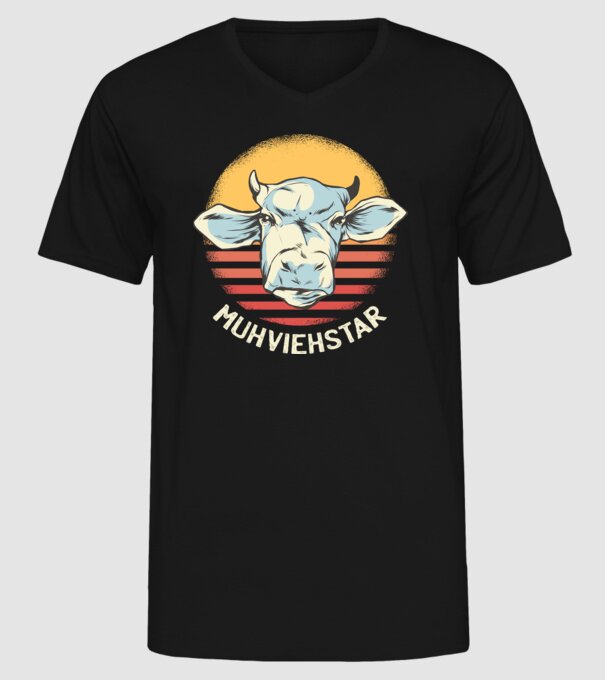 Vacă Muhviehstar model negru pe tricou