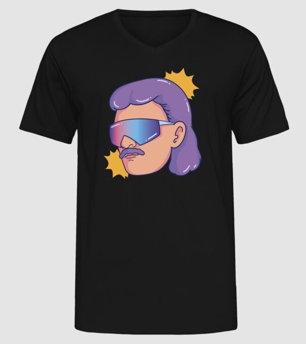 Cap Mullet Retro model negru pe tricou