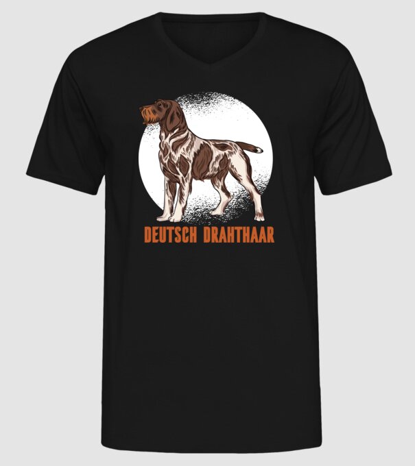 Brac german cu păr sârmos model negru pe tricou