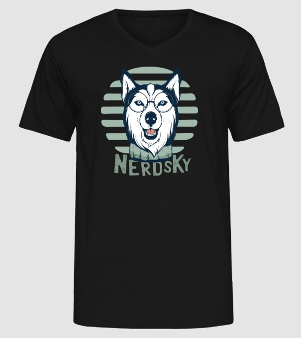 Nerdsky Husky model negru pe tricou