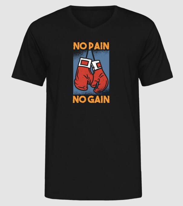 No pain no gain box model negru pe tricou