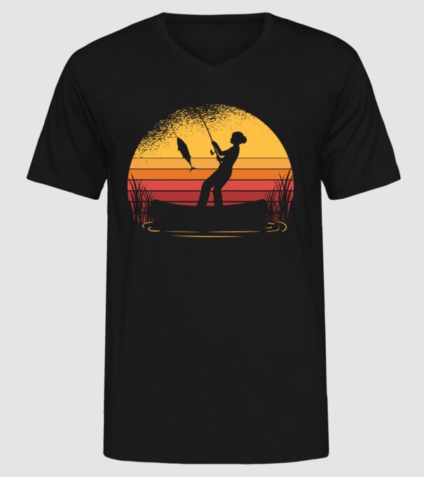 Femeie Pescar model negru pe tricou