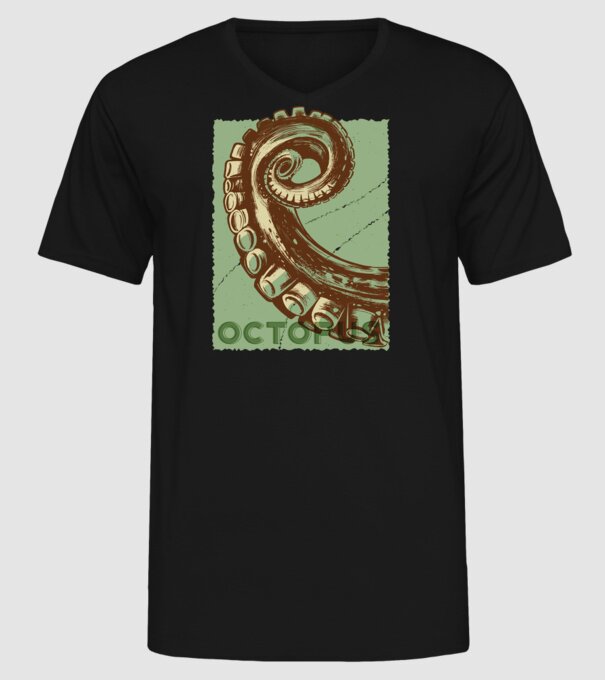 Caracatiță Octopus model negru pe tricou
