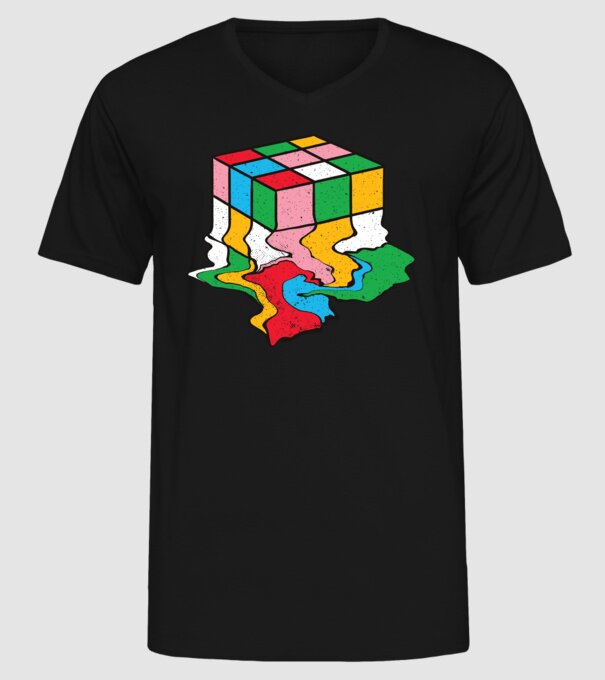Cub Rubik topindu-se model negru pe tricou
