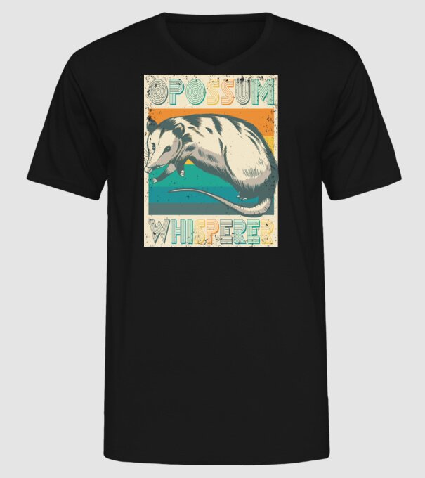 Opossum Whisperer model negru pe tricou