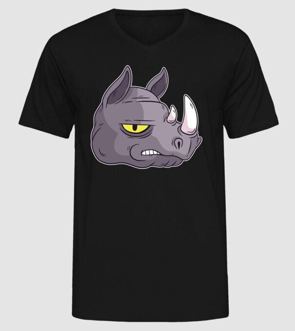 Cap de rinocer model negru pe tricou