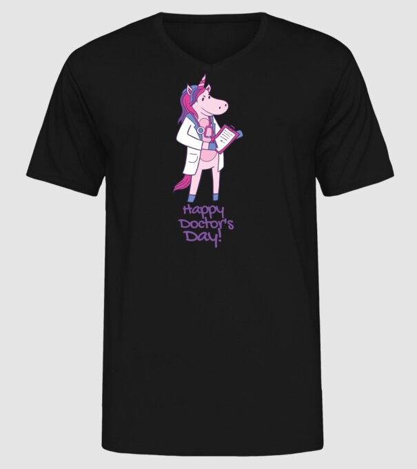 Medic Unicorn model negru pe tricou