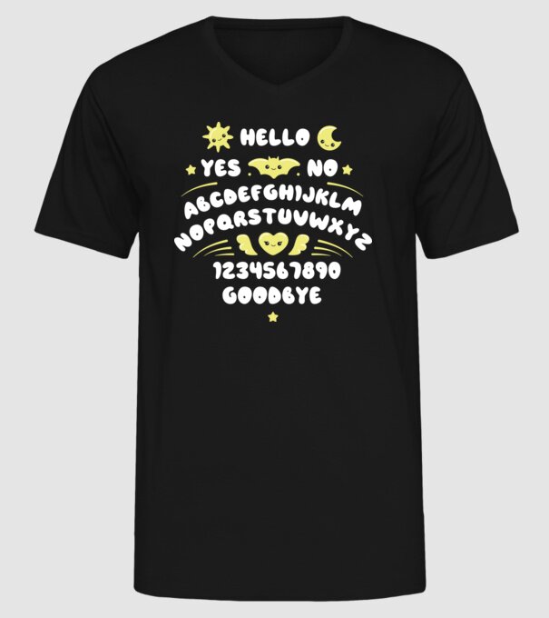 Motiv Ouija model negru pe tricou