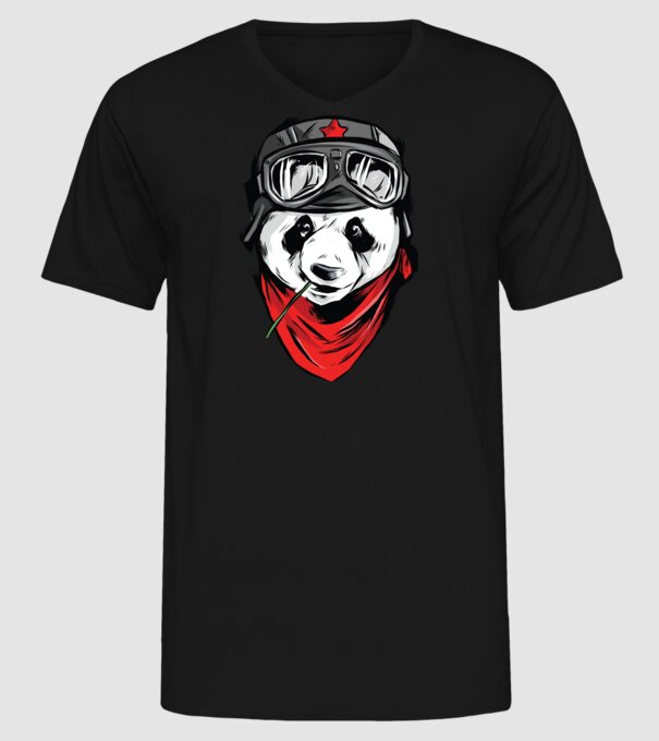 Panda Gerilla model negru pe tricou