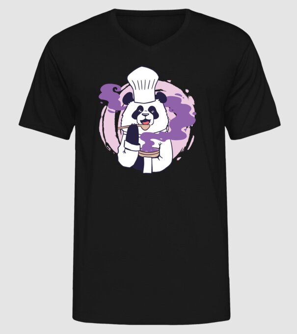 Panda Chef model negru pe tricou