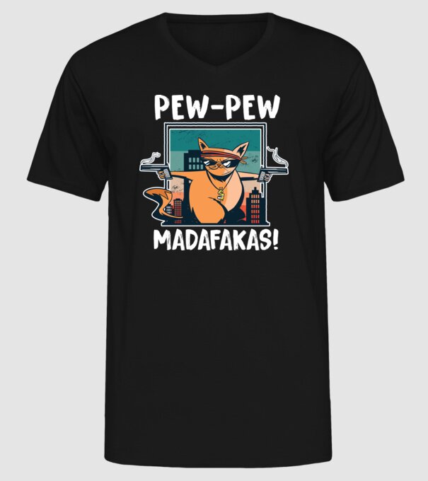 Pew Pew Pew Madafakas Pisică model negru pe tricou