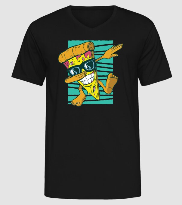 Felie de pizza DAB model negru pe tricou