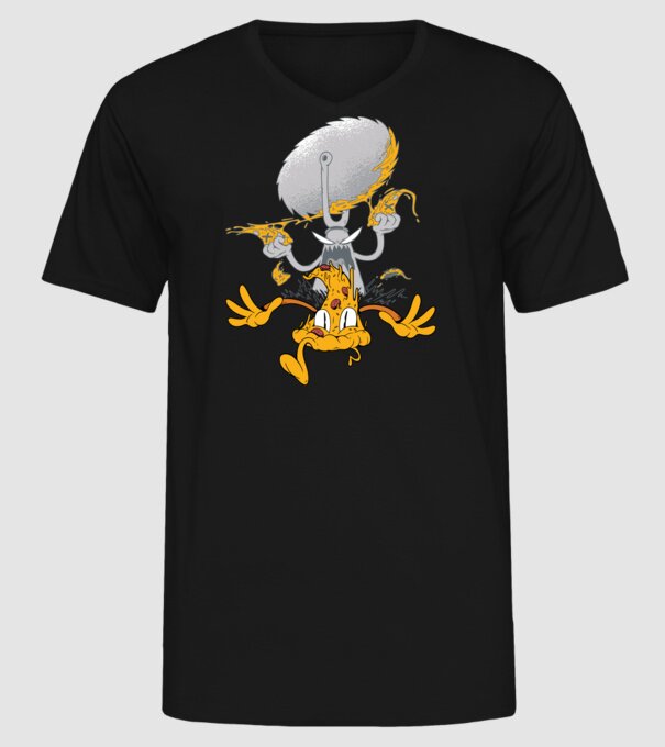 Monstru tăietor de Pizza model negru pe tricou