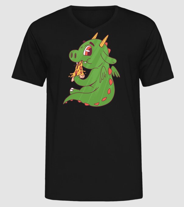 Pizza Dino model negru pe tricou